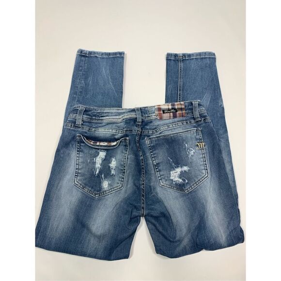 Miss Me Jean Signature Plaid Patch Skinny Jean Size 31 - Picture 8 of 10